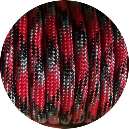 Lacets ronds paracorde&nbsp;rouge+gris+noir pour vos chaussures