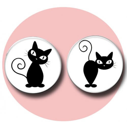 Set 2 décorations de lacets duo de chats stylisés