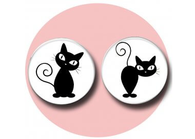 Set 2 décorations de lacets duo de chats stylisés
