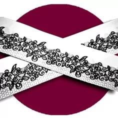 Lacets satin blanc dentelle & résille noires pour vos chaussures 2