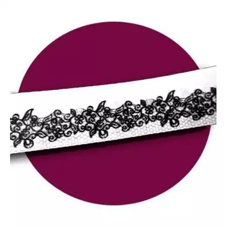 Lacets satin blanc dentelle & résille noires pour vos chaussures