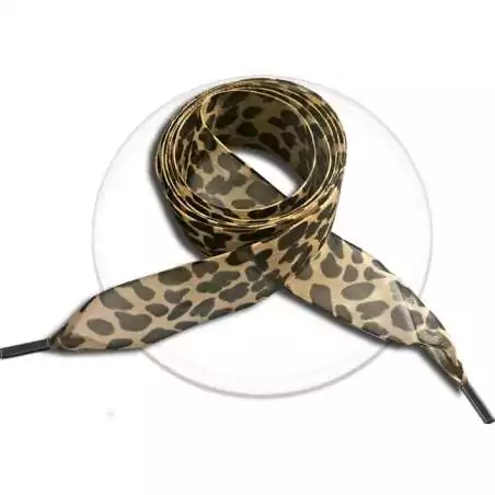 Lacets organza léopard noir & mordoré pour vos chaussures Lacets organza léopard noir & mordoré pour vos chaussures