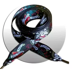 Lacets satin noir&nbsp;love rebelle pour vos chaussures