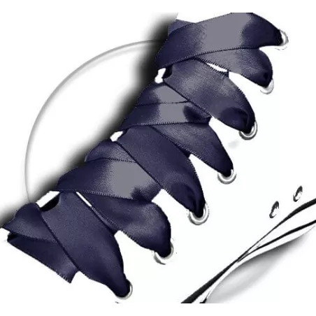 Lacets en satin bleu marine pour vos chaussures