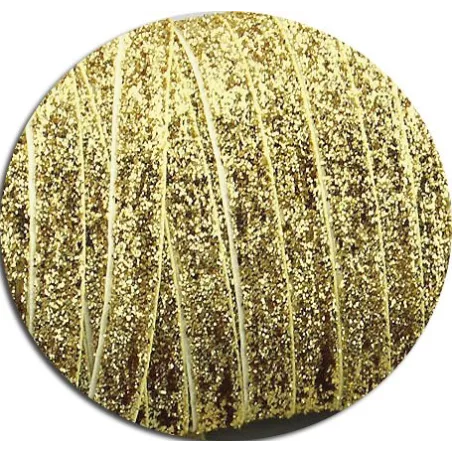 Lacets en velours pailleté doré. pour vos chaussures