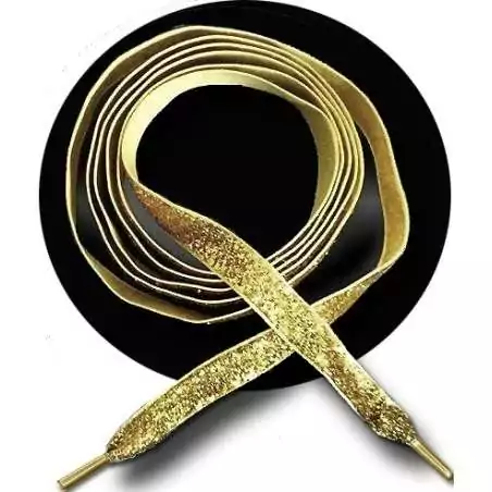 Lacets en velours pailleté doré. pour vos chaussures