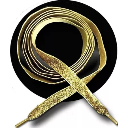 Lacets en velours pailleté doré. pour vos chaussures