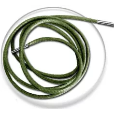 Lacets fins cirés en vert kaki pour vos chaussures