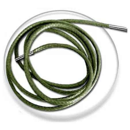 Lacets fins cirés en vert kaki pour vos chaussures