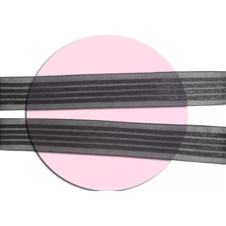 Lacets organza&nbsp;rayés&nbsp;satiné noir pour vos chaussures