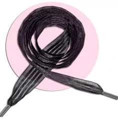 Lacets organza rayés satiné noir pour vos chaussures
