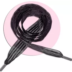 Lacets organza&nbsp;rayés&nbsp;satiné noir pour vos chaussures
