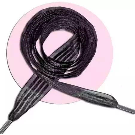 Lacets organza rayés satiné noir pour vos chaussures Lacets organza rayés satiné noir pour vos chaussures