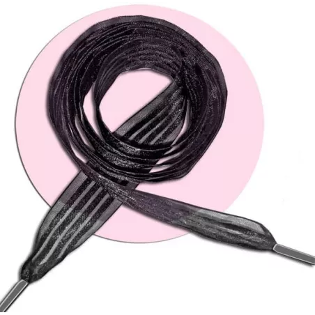 Lacets organza&nbsp;rayés&nbsp;satiné noir pour vos chaussures