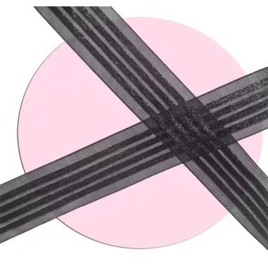 Lacets organza&nbsp;rayés&nbsp;satiné noir pour vos chaussures