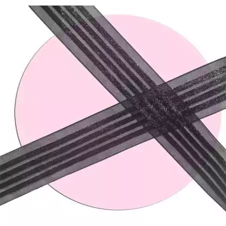 Lacets organza rayés satiné noir pour vos chaussures Lacets organza rayés satiné noir pour vos chaussures