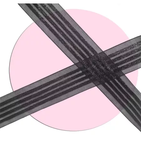 Lacets organza&nbsp;rayés&nbsp;satiné noir pour vos chaussures