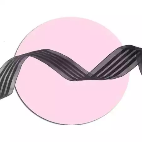 Lacets organza rayés satiné noir pour vos chaussures Lacets organza rayés satiné noir pour vos chaussures