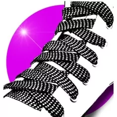 Lacets noirs facettes argentées pour vos chaussures
