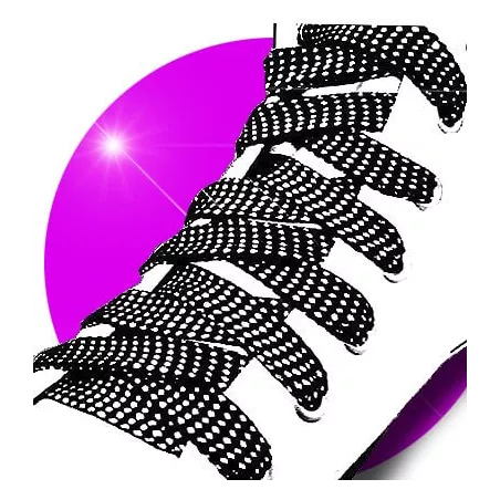 Lacets noirs&nbsp;facettes argentées pour vos chaussures