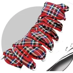 Lacets de chaussures larges rouges à carreaux écossais…