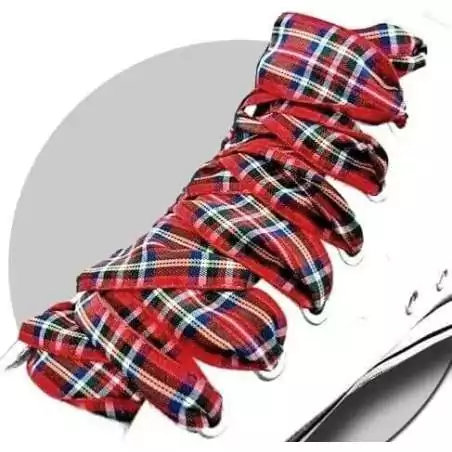 Lacets carreaux tartan rouges : 3  largeurs pour vos chaussures