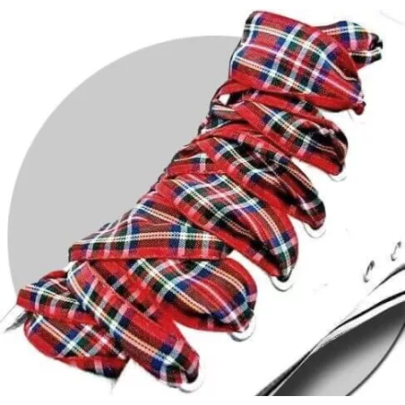 Lacets de chaussures larges rouges à carreaux écossais…