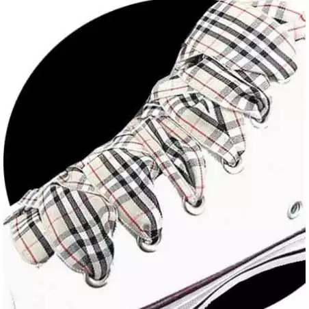 Lacets carreaux écossais beiges en 3 largeurs pour vos chaussures Lacets carreaux écossais beiges en 3 largeurs pour vos chaussures