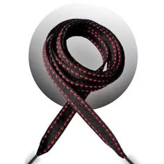 Lacets noirs surpiqués en rouge pour vos chaussures