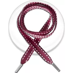 Lacets bordeaux&nbsp;surpiqués blanc pour vos chaussures