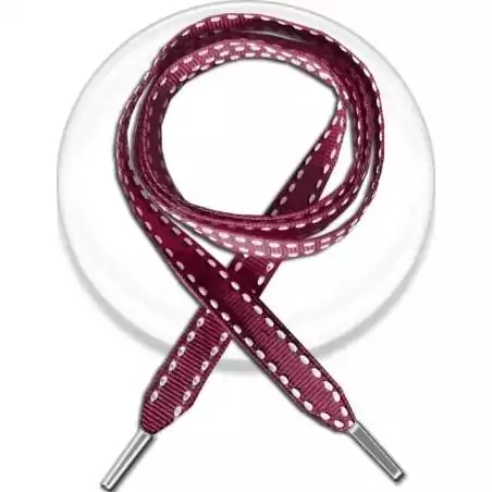 Lacets bordeaux surpiqués blanc pour vos chaussures