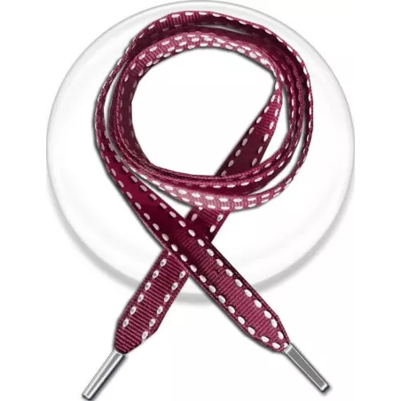 Lacets bordeaux&nbsp;surpiqués blanc pour vos chaussures