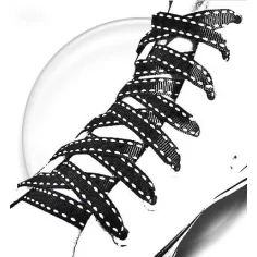 Lacets noirs surpiqués de blanc pour vos chaussures 2