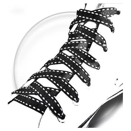 Lacets noirs blancs à surpiqures fantaisie en vente en…