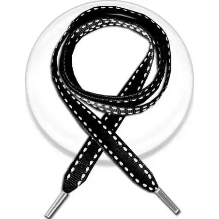 Lacets noirs surpiqués de blanc pour vos chaussures  Lacets noirs surpiqués de blanc pour vos chaussures