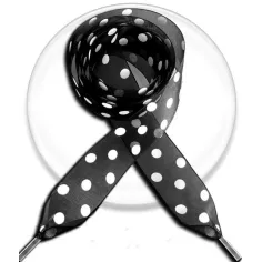 Lacets organdi noir à pois blancs pour vos chaussures