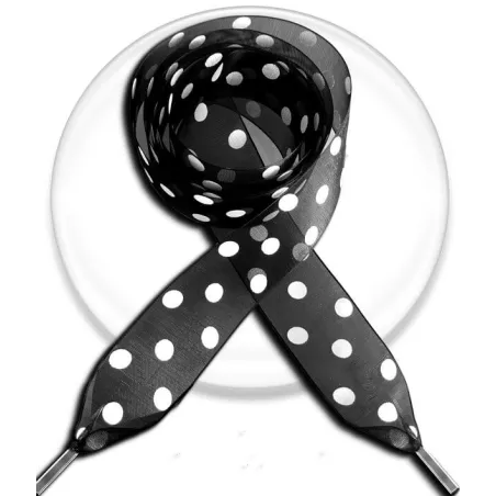 Lacets organdi noir à pois blancs pour vos chaussures