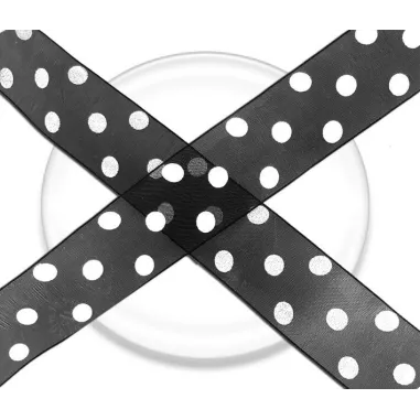 Lacets organdi noir à pois blancs pour vos chaussures