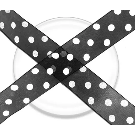 Lacets organdi noir à pois blancs pour vos chaussures