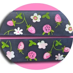 Lacets ruban large organza bleu marine à fleurs pour vos… 2