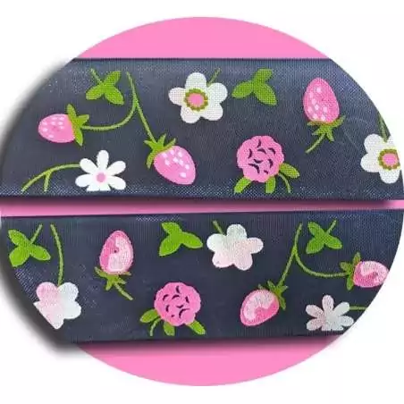 Lacets ruban large organza bleu marine à fleurs pour vos chaussures Lacets ruban large organza bleu marine à fleurs pour vos chaussures