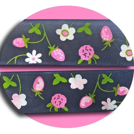 Lacets ruban large organza bleu marine à fleurs pour vos…