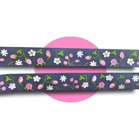 Lacets ruban large organza bleu marine à fleurs pour vos chaussures Lacets ruban large organza bleu marine à fleurs pour vos chaussures