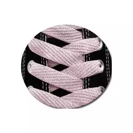 Paire de lacets plats rose poudré pour vos chaussures