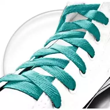 Lacets plats bleu-vert paon pour vos chaussures