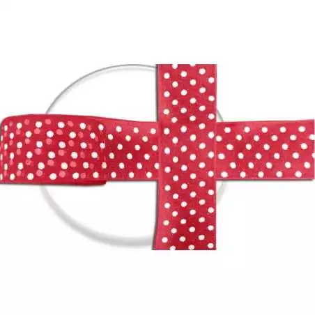 Lacets ruban organza large rouge à plumetis blanc pour vos chaussures Lacets ruban organza large rouge à plumetis blanc pour vos chaussures