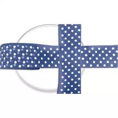 Lacets ruban bleu marine plumetis blanc pour vos chaussures