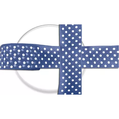 Lacets ruban bleu marine plumetis blanc pour vos chaussures