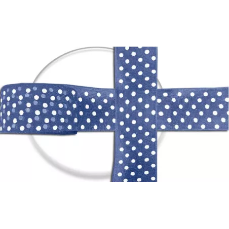 Lacets ruban bleu marine plumetis blanc pour vos chaussures