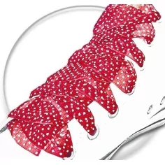 Lacets ruban organza large rouge à plumetis blanc pour vos chaussures